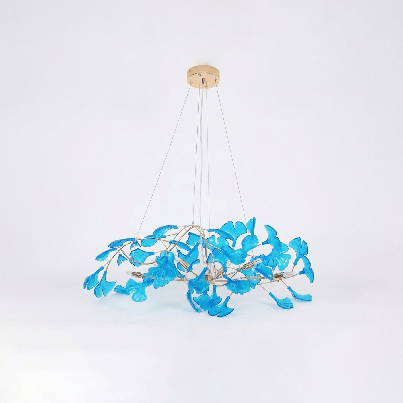 Elegant Ginkgo Leaf Chandelier | Modern Gold Lighting Fixture with Adjustable Branches for Stunning Dining Room Decor 0