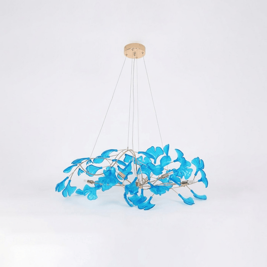 Elegant Ginkgo Leaf Chandelier | Modern Gold Lighting Fixture with Adjustable Branches for Stunning Dining Room Decor 0