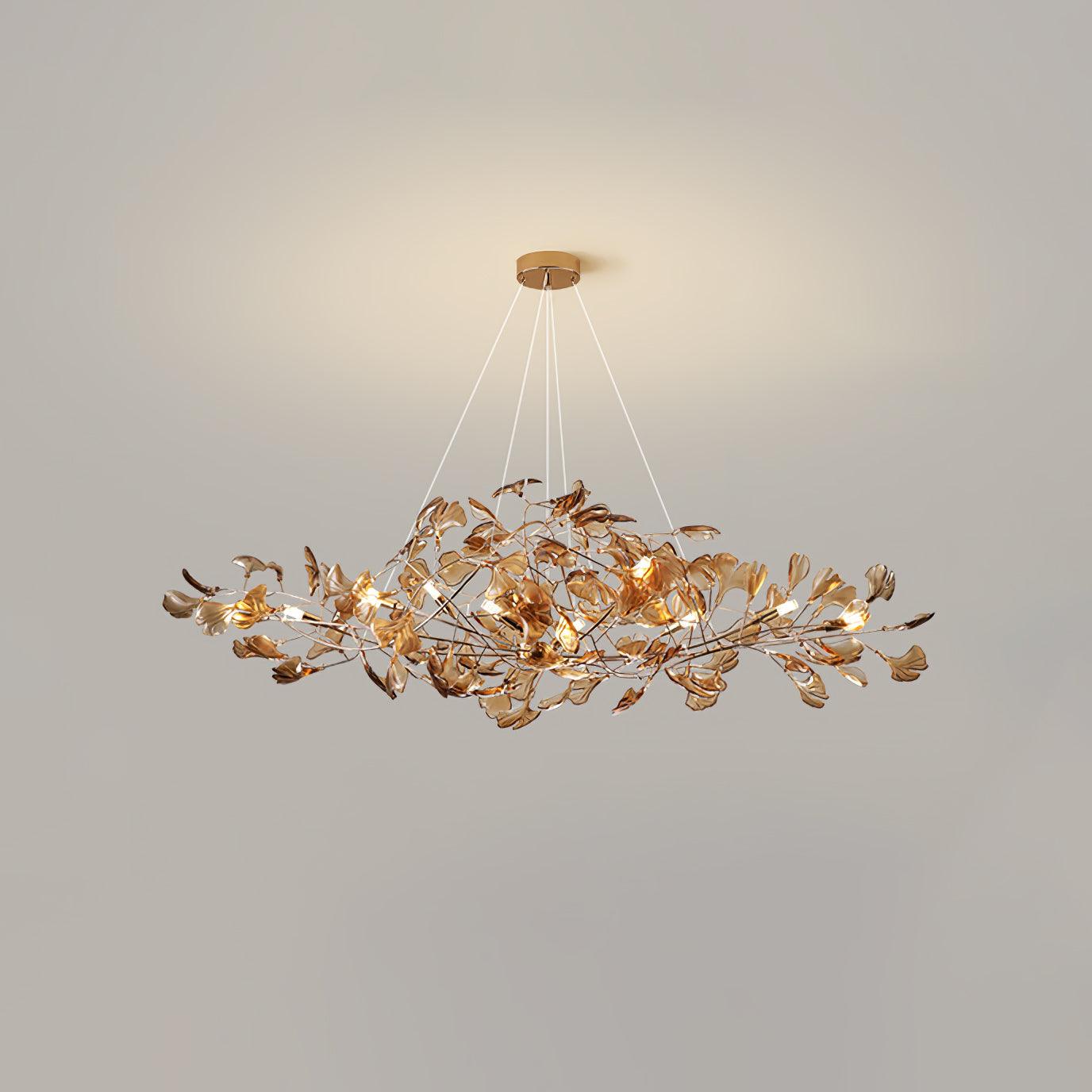 Elegant Ginkgo Leaf Chandelier | Modern Gold Lighting Fixture with Adjustable Branches for Stunning Dining Room Decor 17