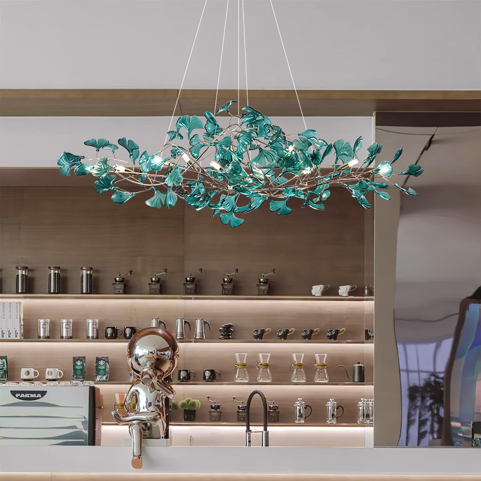 Elegant Ginkgo Leaf Chandelier | Modern Gold Lighting Fixture with Adjustable Branches for Stunning Dining Room Decor 2
