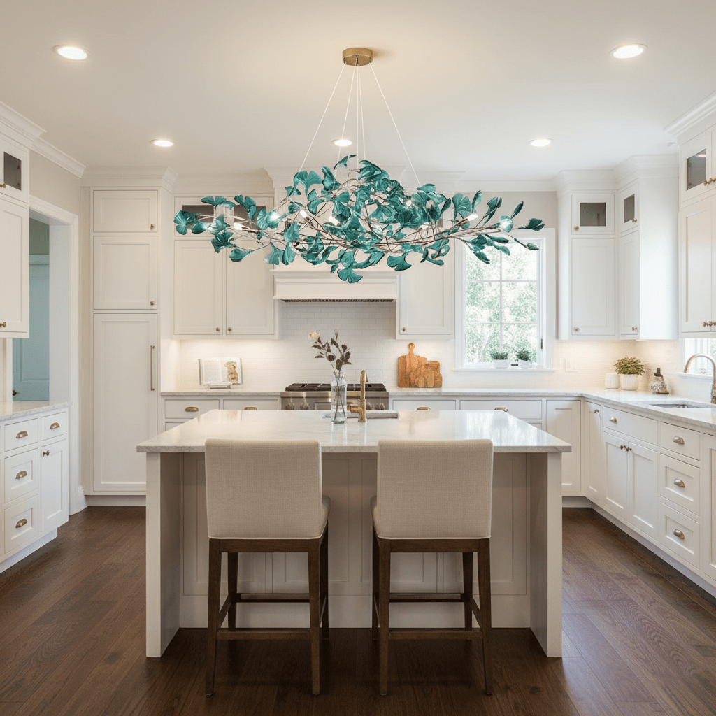 Elegant Ginkgo Leaf Chandelier | Modern Gold Lighting Fixture with Adjustable Branches for Stunning Dining Room Decor 3