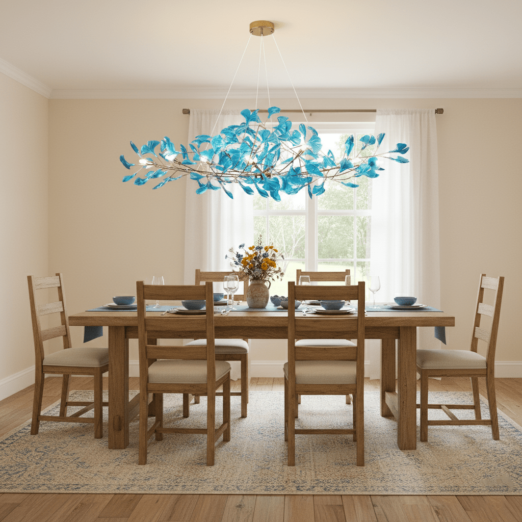 Elegant Ginkgo Leaf Chandelier | Modern Gold Lighting Fixture with Adjustable Branches for Stunning Dining Room Decor 5