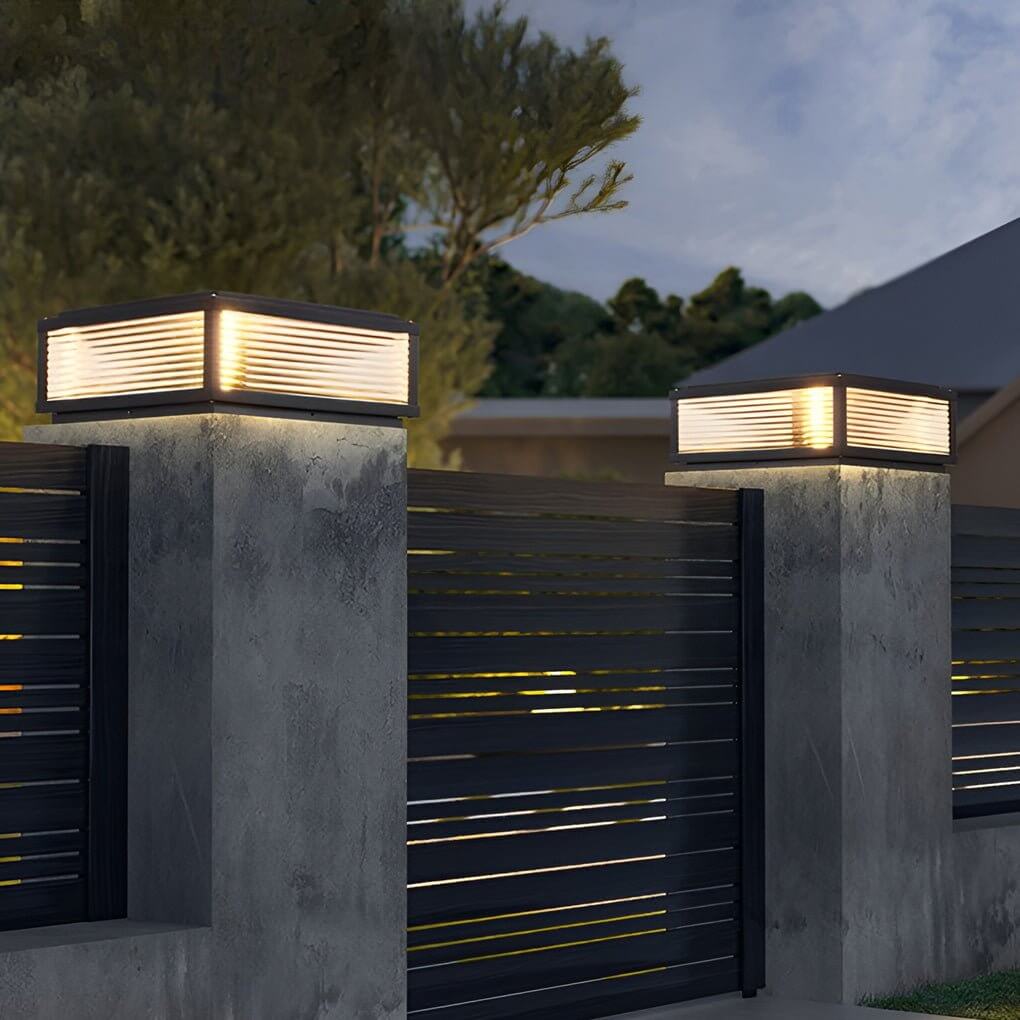 Elegant Solar Lights Outdoor | Ribbed Glass Pillar Light for Ambient Landscape Lighting 4