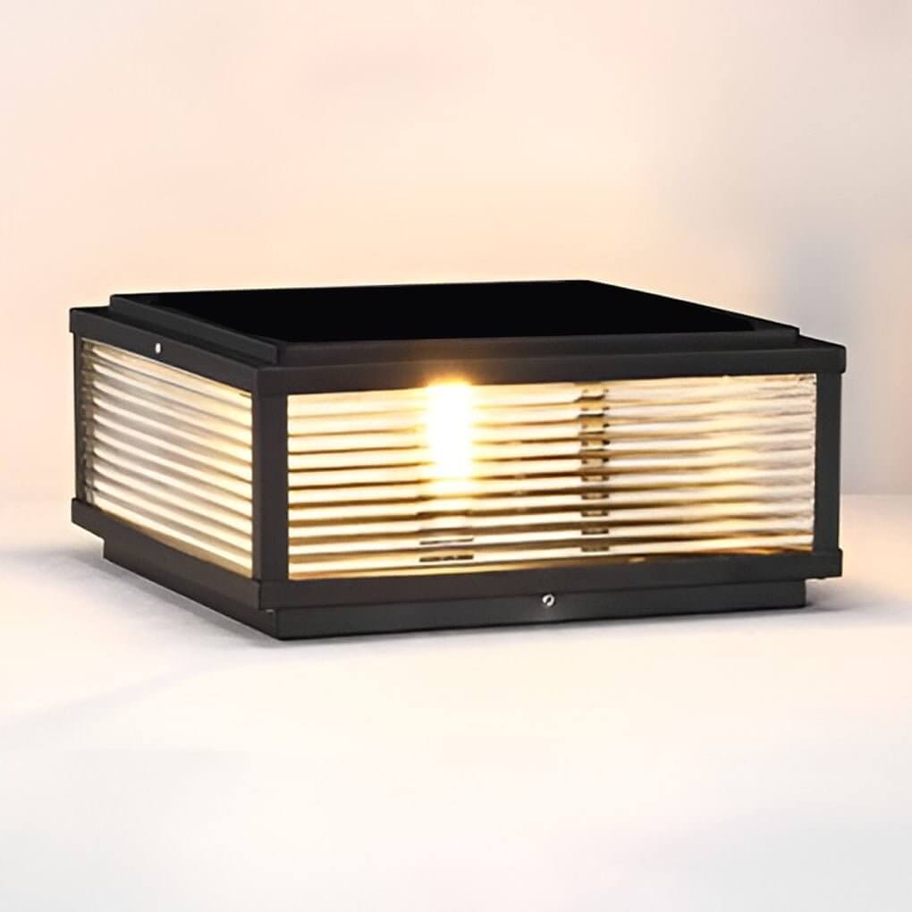 Elegant Solar Lights Outdoor | Ribbed Glass Pillar Light for Ambient Landscape Lighting 7