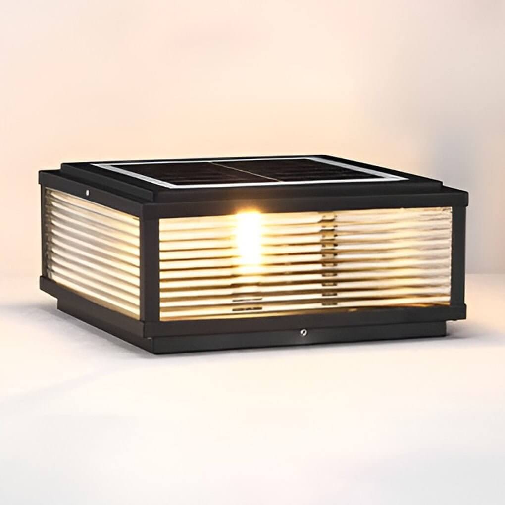 Elegant Solar Lights Outdoor | Ribbed Glass Pillar Light for Ambient Landscape Lighting 8