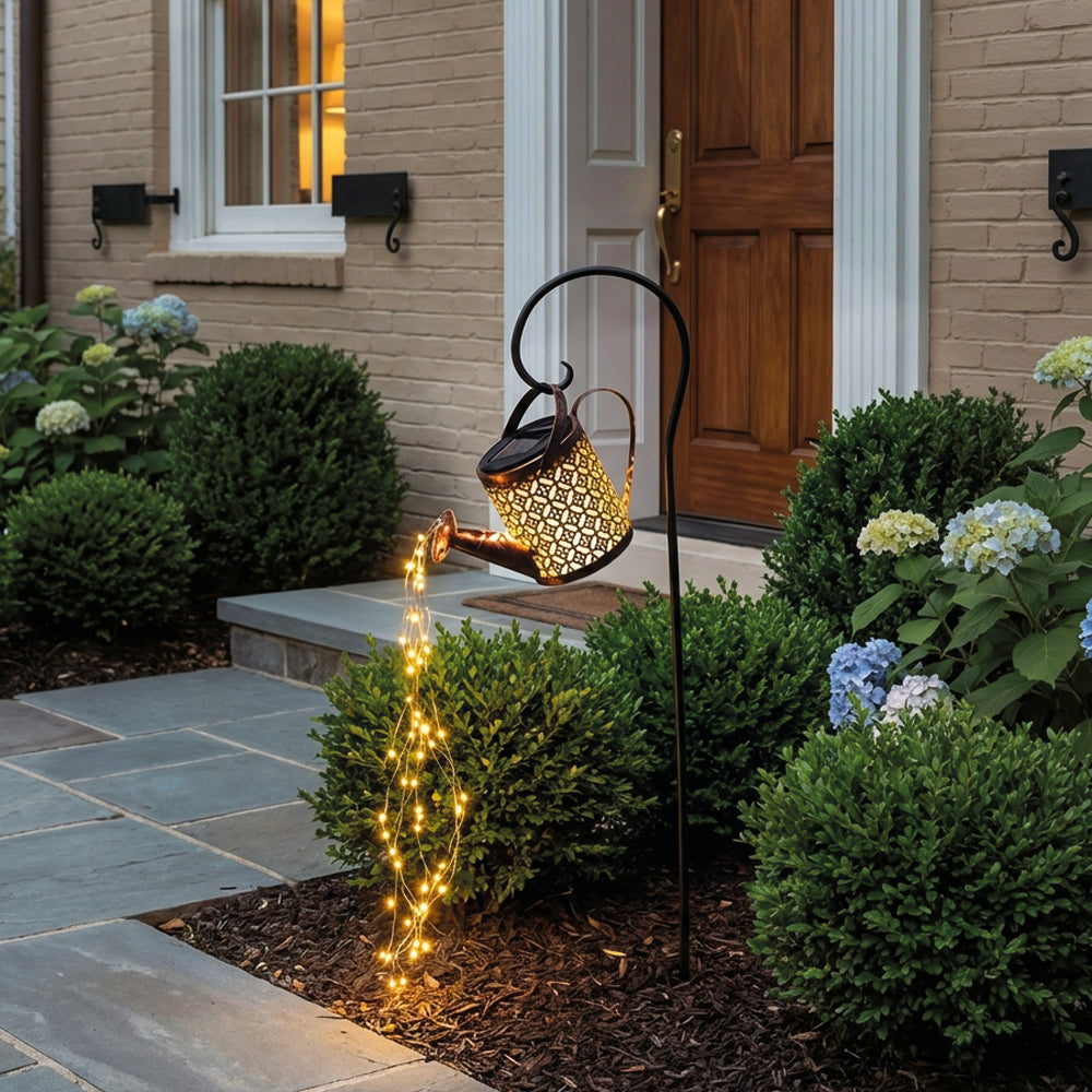 Elegant Solar Outdoor Lamp | Watering Can Design with Warm White LED Light | Eco-Friendly Garden Lights for Sustainable Illumination 0