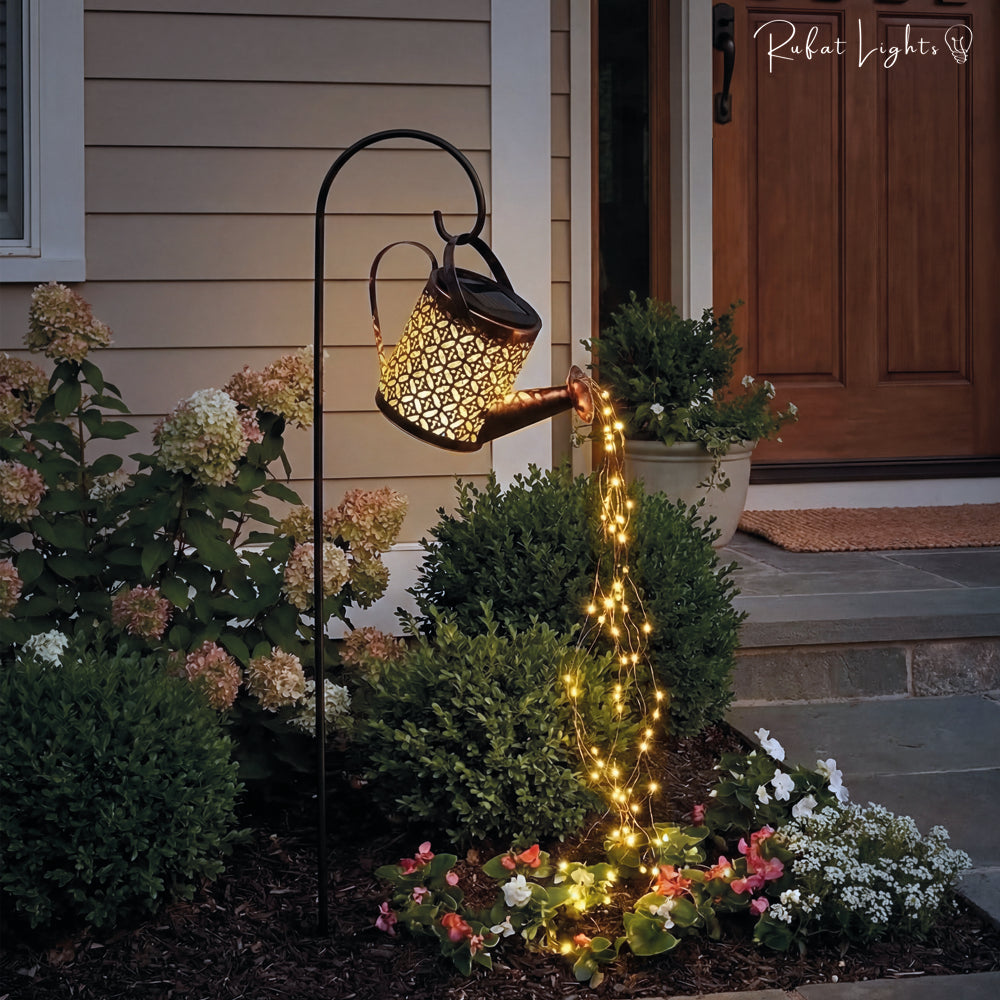 Elegant Solar Outdoor Lamp | Watering Can Design with Warm White LED Light | Eco-Friendly Garden Lights for Sustainable Illumination 3