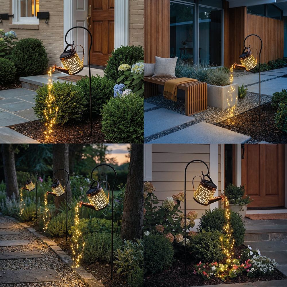 Elegant Solar Outdoor Lamp | Watering Can Design with Warm White LED Light | Eco-Friendly Garden Lights for Sustainable Illumination 4