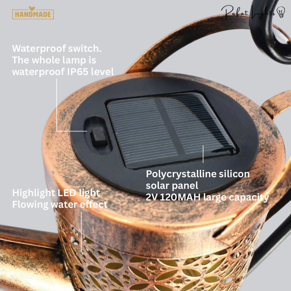 Elegant Solar Outdoor Lamp | Watering Can Design with Warm White LED Light | Eco-Friendly Garden Lights for Sustainable Illumination 7