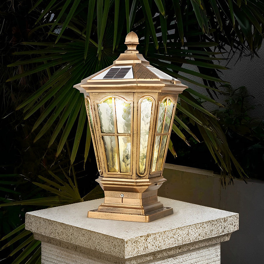 Elegant Stone Pillar Light | Solar Landscape Lighting with Retro Design | Dual Power Options for Outdoor Ambiance 3