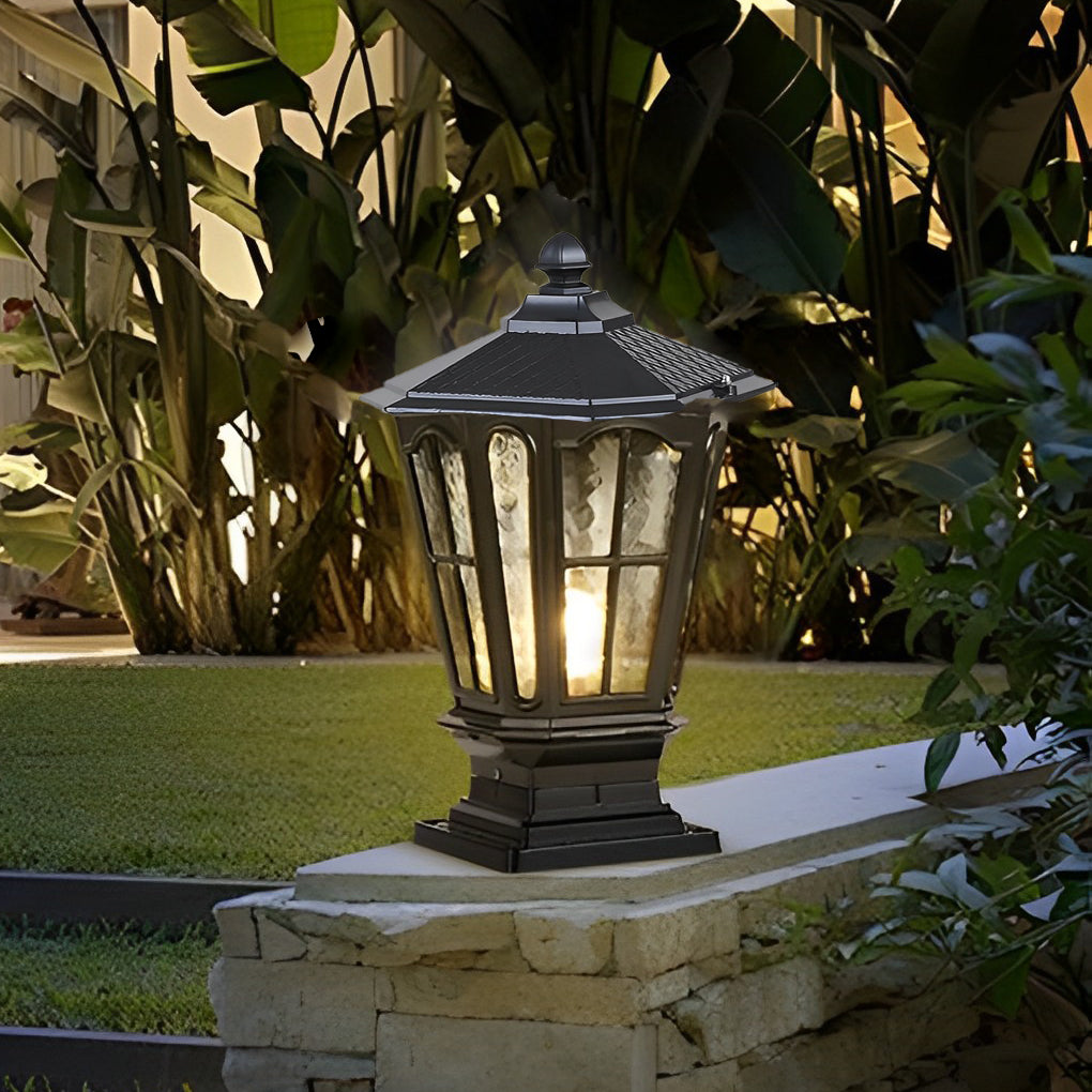 Elegant Stone Pillar Light | Solar Landscape Lighting with Retro Design | Dual Power Options for Outdoor Ambiance 6