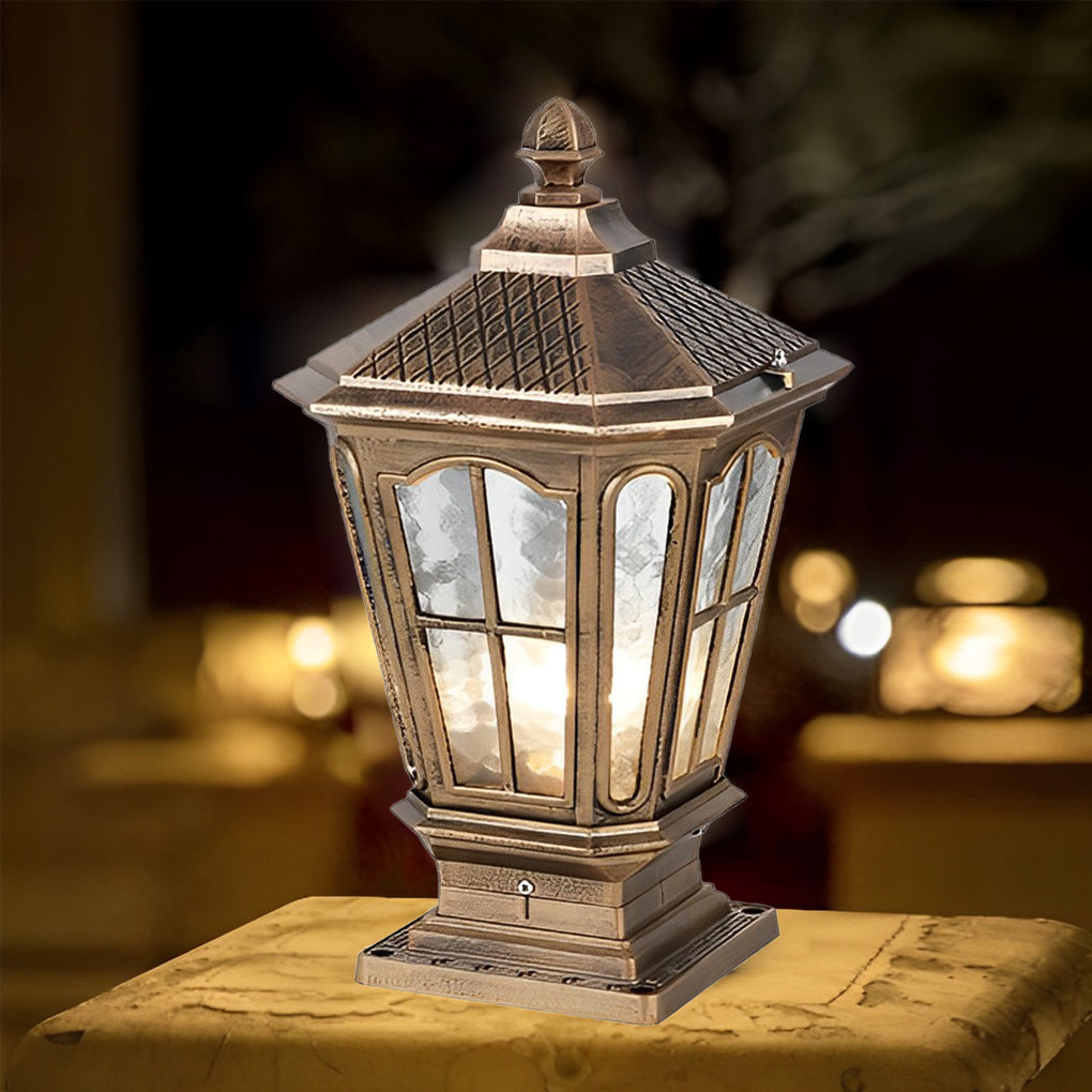 Elegant Stone Pillar Light | Solar Landscape Lighting with Retro Design | Dual Power Options for Outdoor Ambiance 7