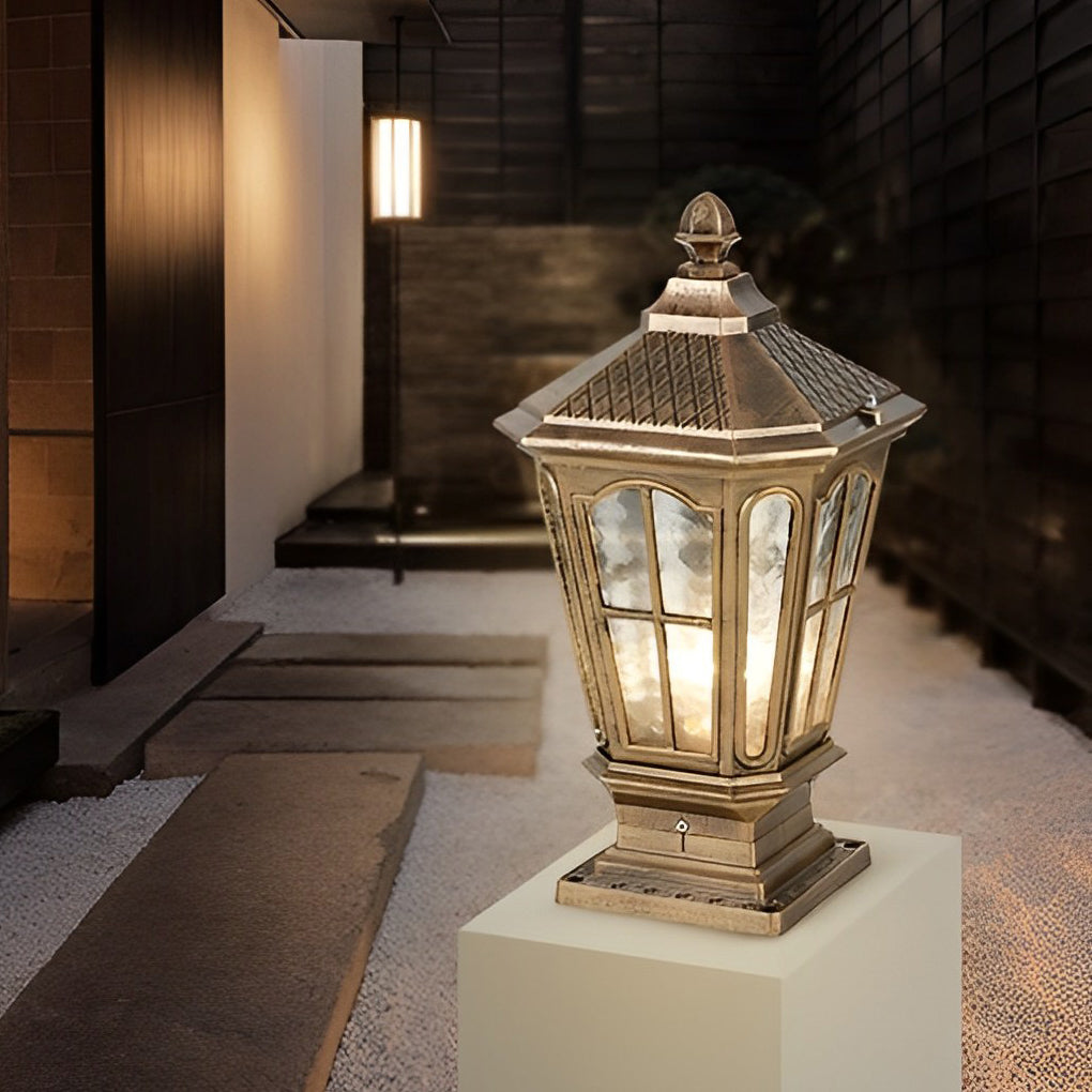 Elegant Stone Pillar Light | Solar Landscape Lighting with Retro Design | Dual Power Options for Outdoor Ambiance 8