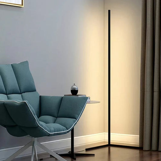 Elegant | Black Floor Lamp with Dimmable LED & Remote Control | Modern Design for Versatile Living Room Lighting 0