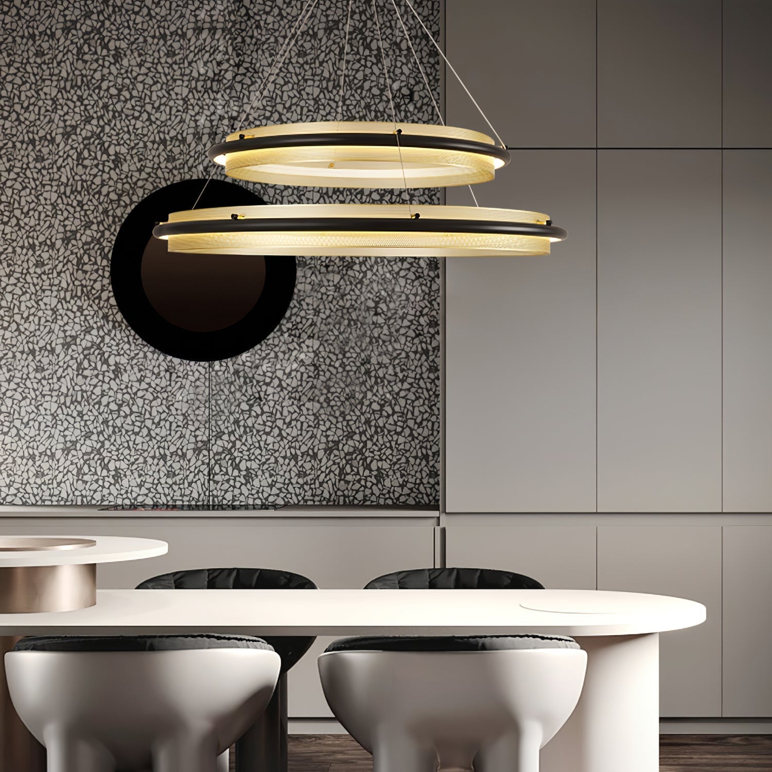 Elegant | Modern Black Chandelier with Adjustable Height | Luxurious LED Lighting for Dining Room Ambiance 3