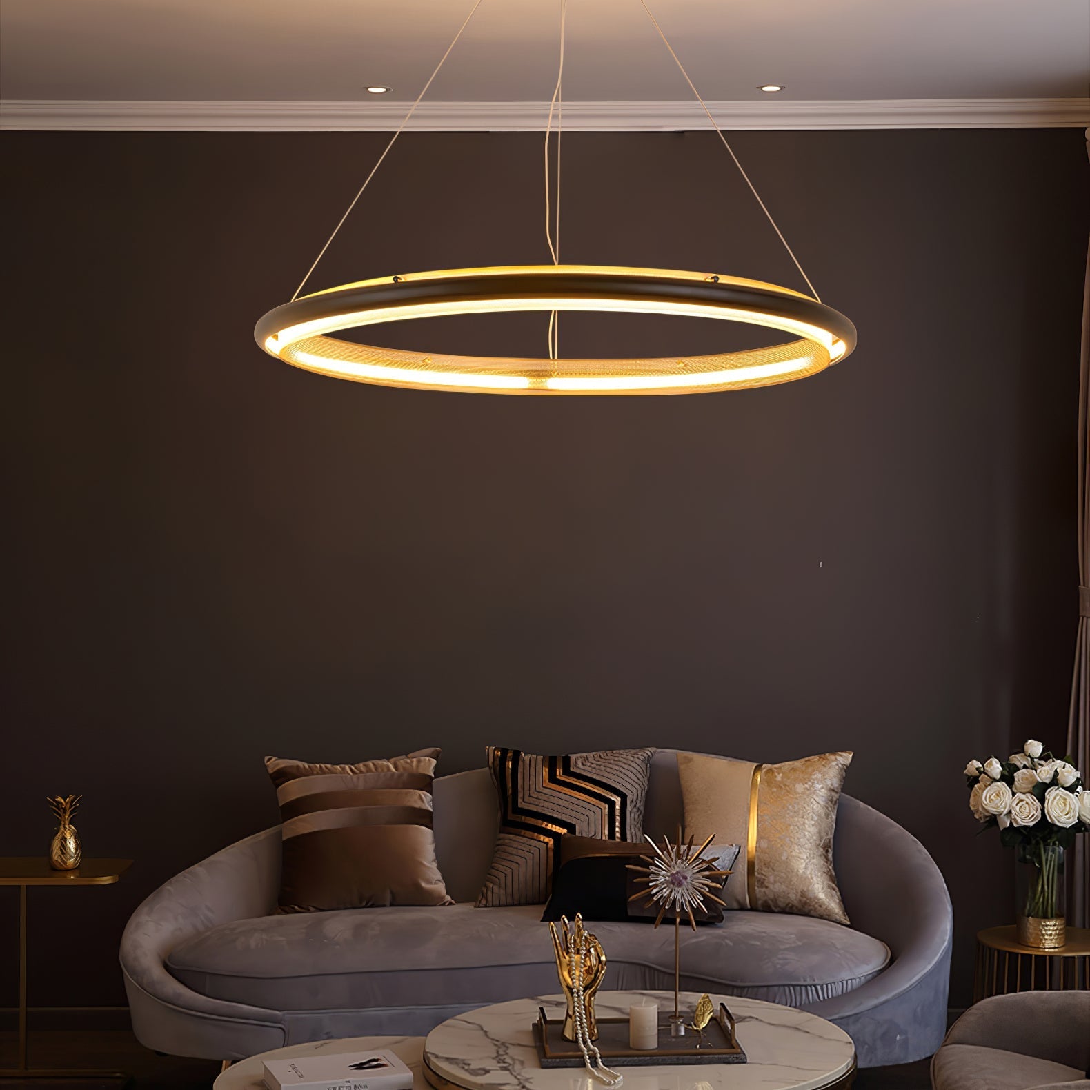Elegant | Modern Black Chandelier with Adjustable Height | Luxurious LED Lighting for Dining Room Ambiance 6