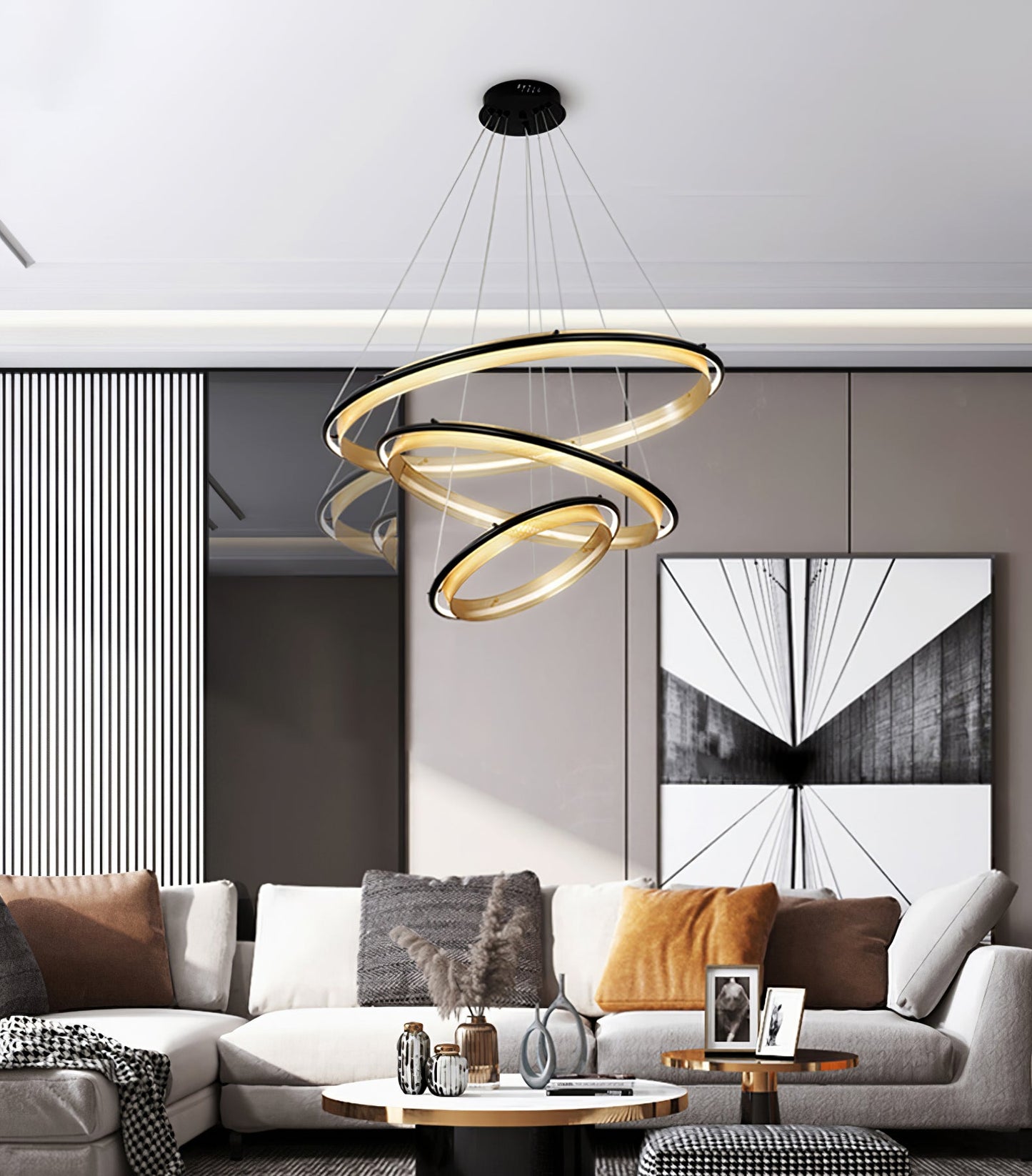 Elegant | Modern Black Chandelier with Adjustable Height | Luxurious LED Lighting for Dining Room Ambiance 8