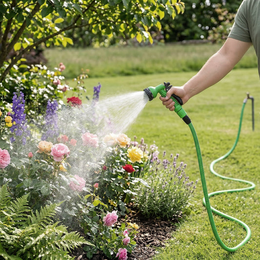 Flexible Garden Hose | 25ft Expandable Water Hose with Multi-Function Spray Gun | Durable Design for Efficient Cleaning and Watering