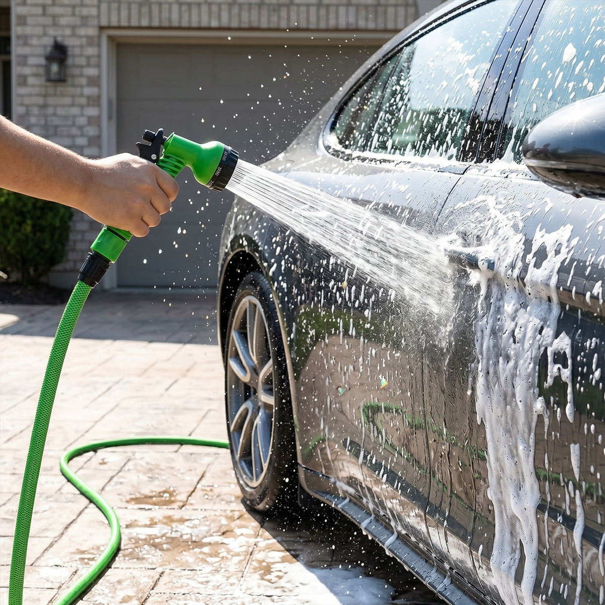 Flexible Garden Hose | 25ft Expandable Water Hose with Multi-Function Spray Gun | Durable Design for Efficient Cleaning and Watering