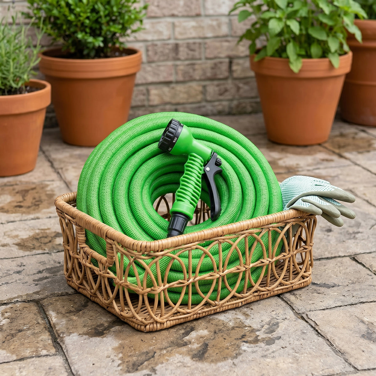 Flexible Garden Hose | 25ft Expandable Water Hose with Multi-Function Spray Gun | Durable Design for Efficient Cleaning and Watering