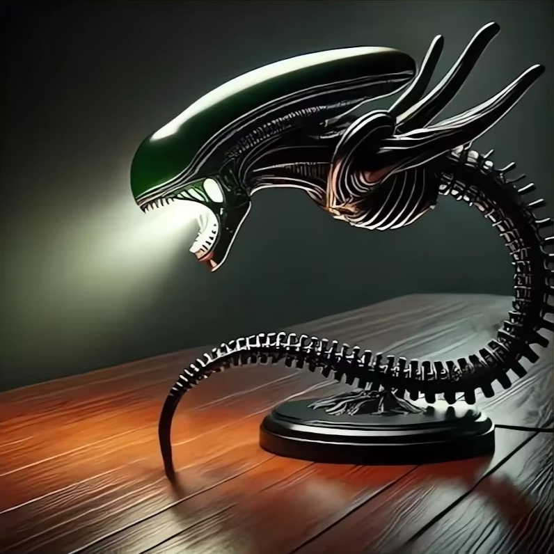 Galactic Terror | Alien Desk Lamp with Intricate Biomechanical Design | USB Powered LED Lighting for Unique Home Decor 1