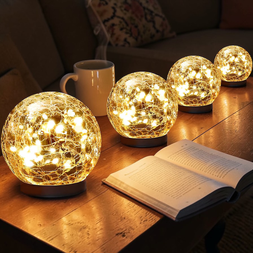 Garden Glow | Solar Garden Lights with Crackle Glass Design | Automatic Dusk Sensor for Outdoor Illumination 0