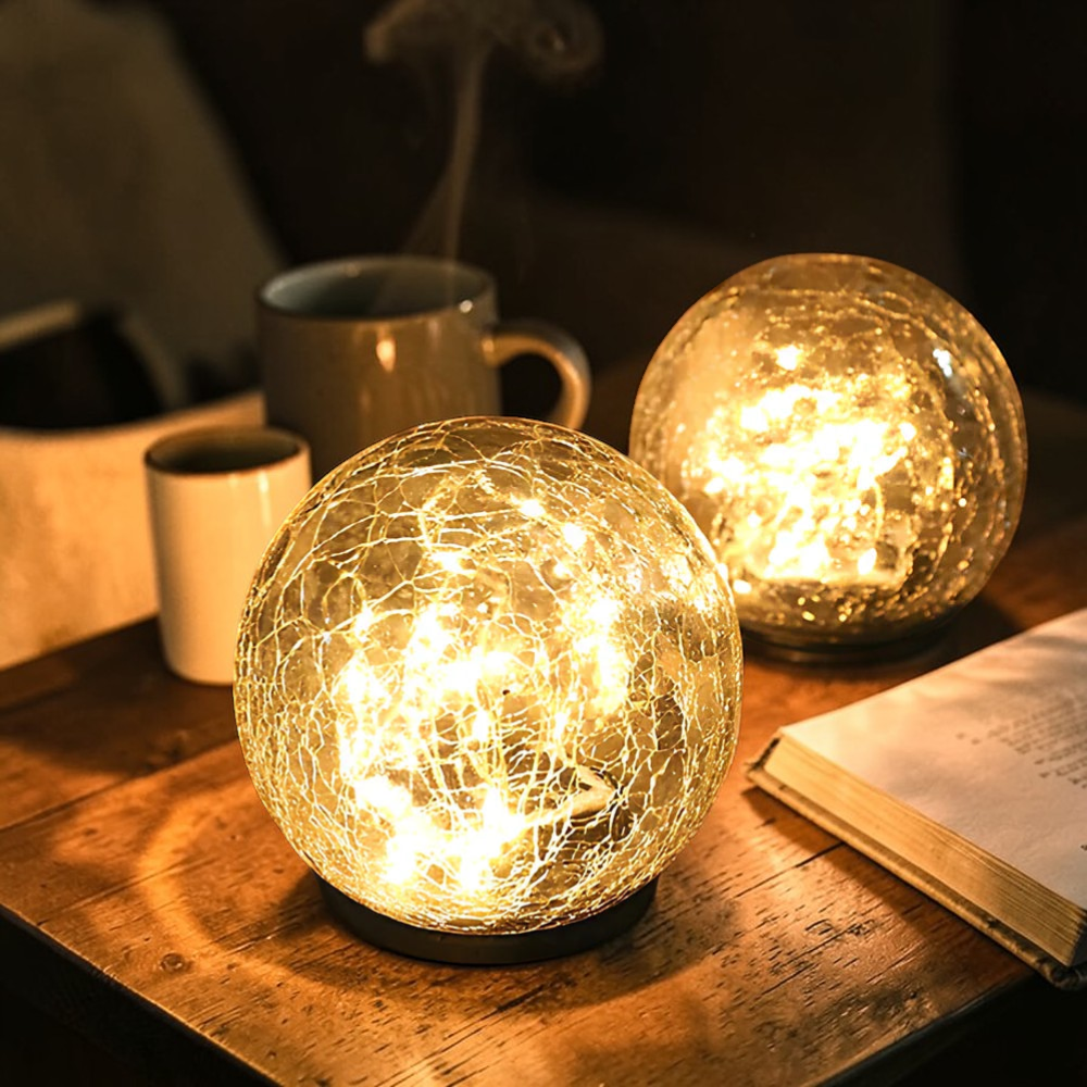 Garden Glow | Solar Garden Lights with Crackle Glass Design | Automatic Dusk Sensor for Outdoor Illumination 1