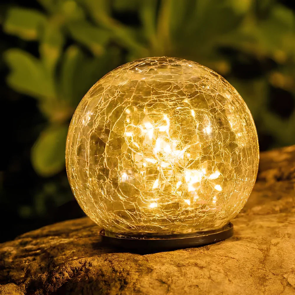 Garden Glow | Solar Garden Lights with Crackle Glass Design | Automatic Dusk Sensor for Outdoor Illumination 3