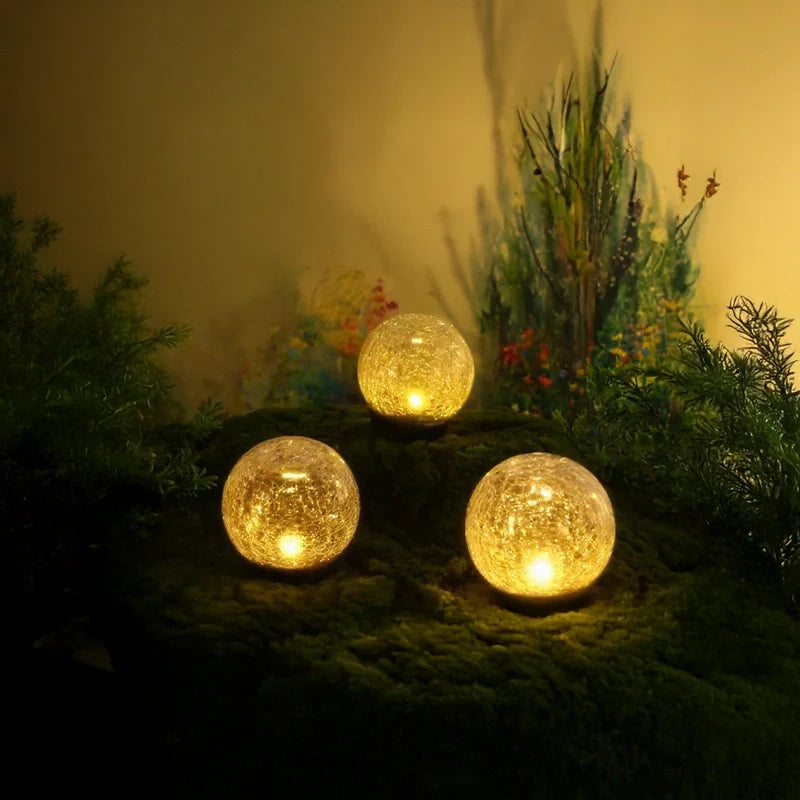 Garden Glow | Solar Garden Lights with Crackle Glass Design | Automatic Dusk Sensor for Outdoor Illumination 4