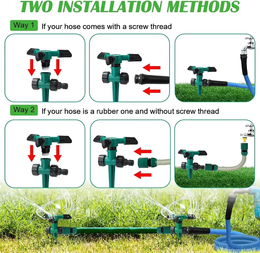 Garden Sprinkler System | 360° Rotating Coverage & Adjustable Control | Efficient Irrigation for Lush Lawns 6