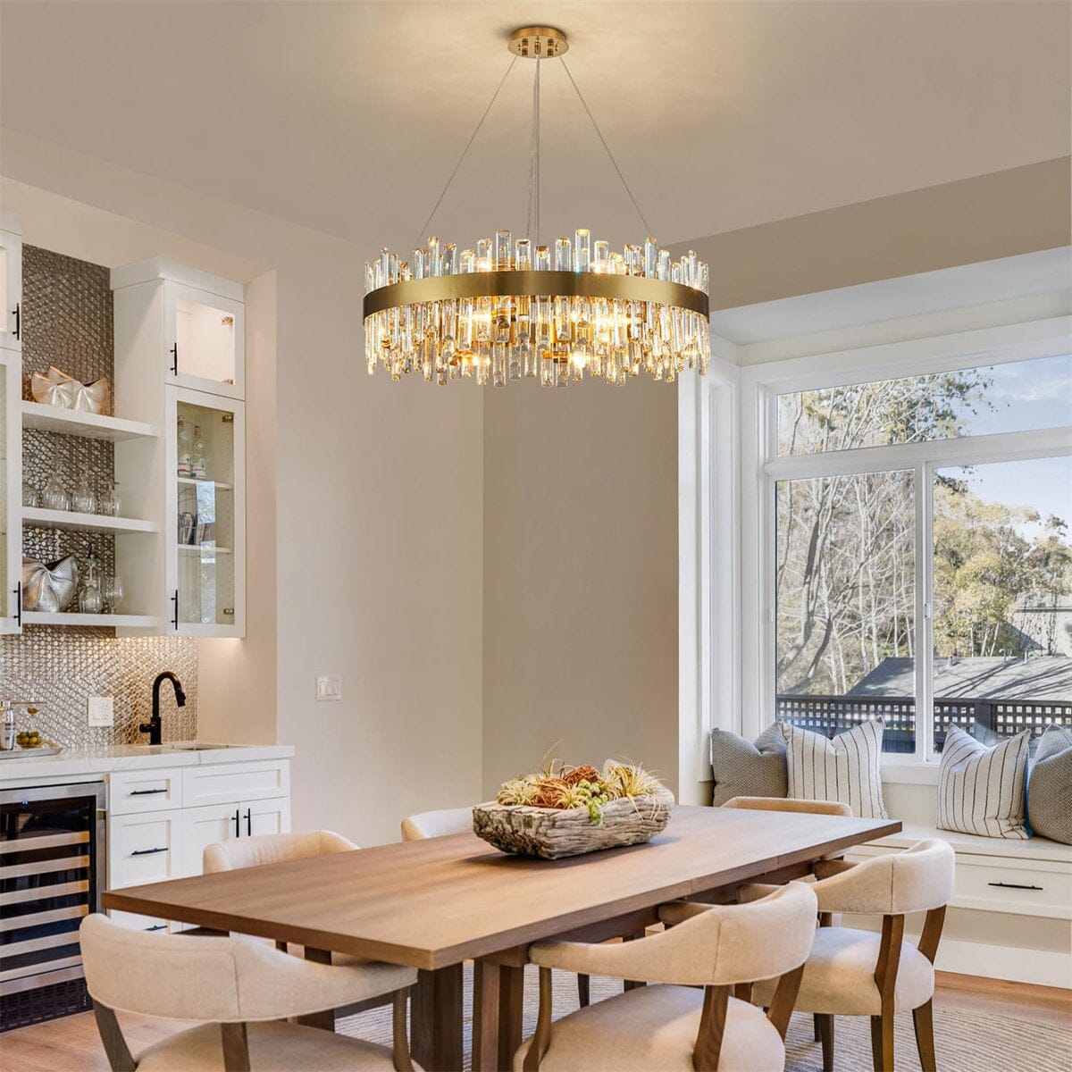 Golden Ice | Modern Crystal Chandelier with Adjustable Height | Elegant Design for Dazzling Illumination 0