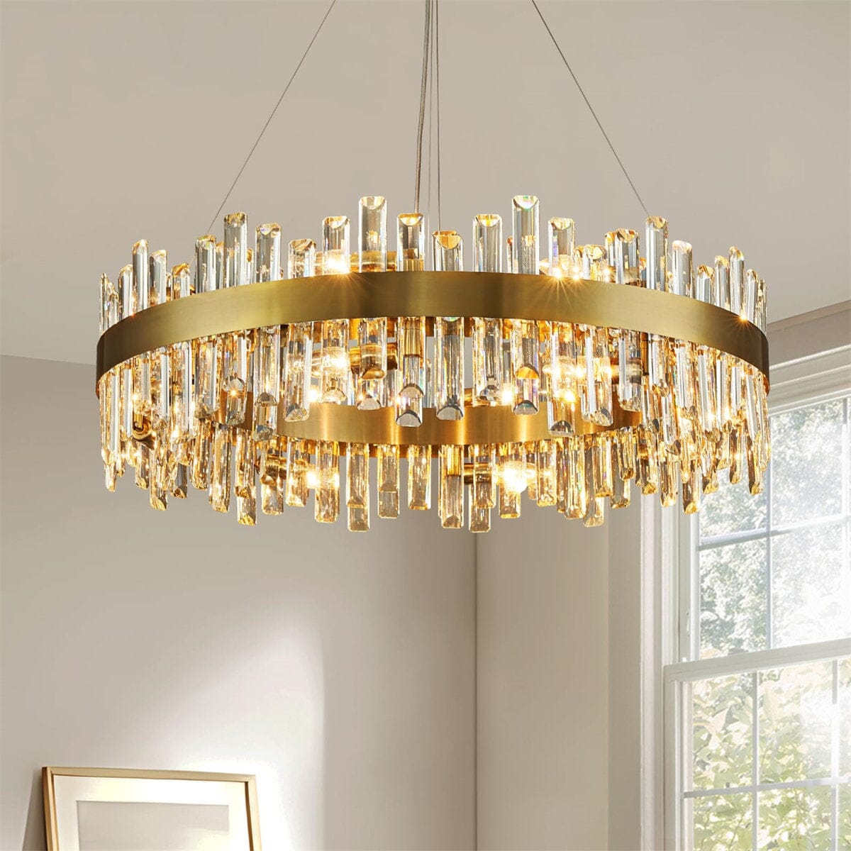 Golden Ice | Modern Crystal Chandelier with Adjustable Height | Elegant Design for Dazzling Illumination 1