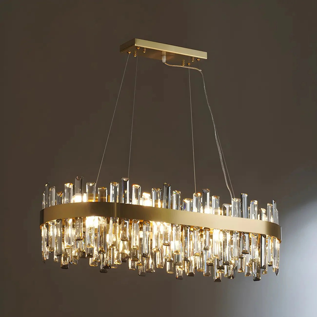 Golden Ice | Modern Crystal Chandelier with Adjustable Height | Elegant Design for Dazzling Illumination 2
