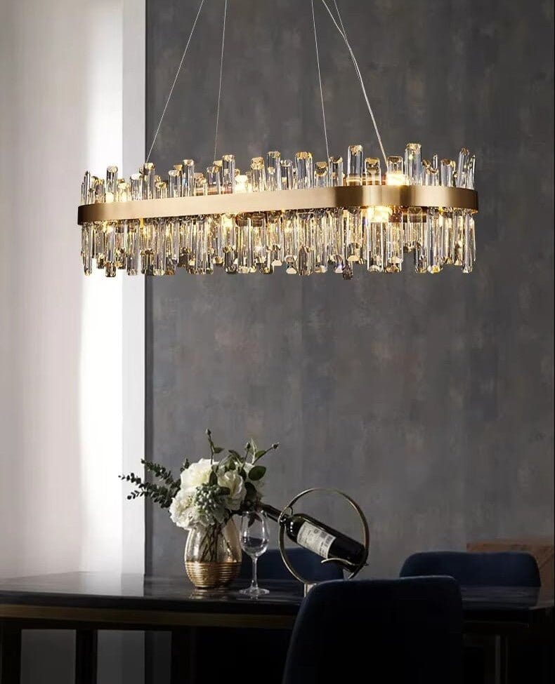 Golden Ice | Modern Crystal Chandelier with Adjustable Height | Elegant Design for Dazzling Illumination 7
