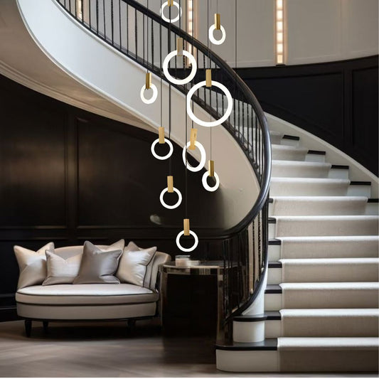 Halo | Modern Chandelier Light with Customizable Design | Elegant LED Fixture for High Ceilings 0