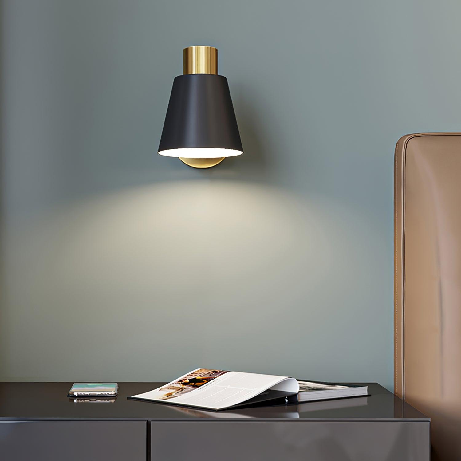 Modern Adjustable Wall Sconce Lighting with Cone-Shaped Design | Stylish Black and Gold Indoor Wall Lamp for Versatile Home Decor 2