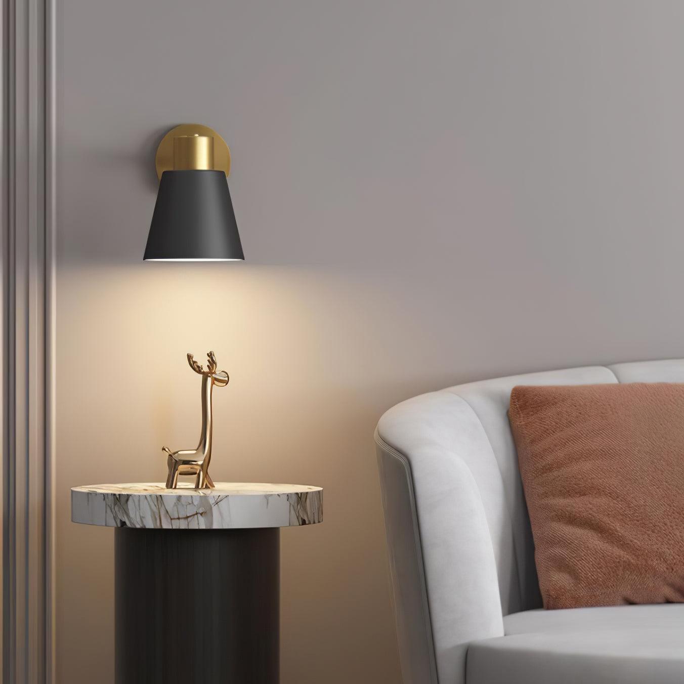 Modern Adjustable Wall Sconce Lighting with Cone-Shaped Design | Stylish Black and Gold Indoor Wall Lamp for Versatile Home Decor 3