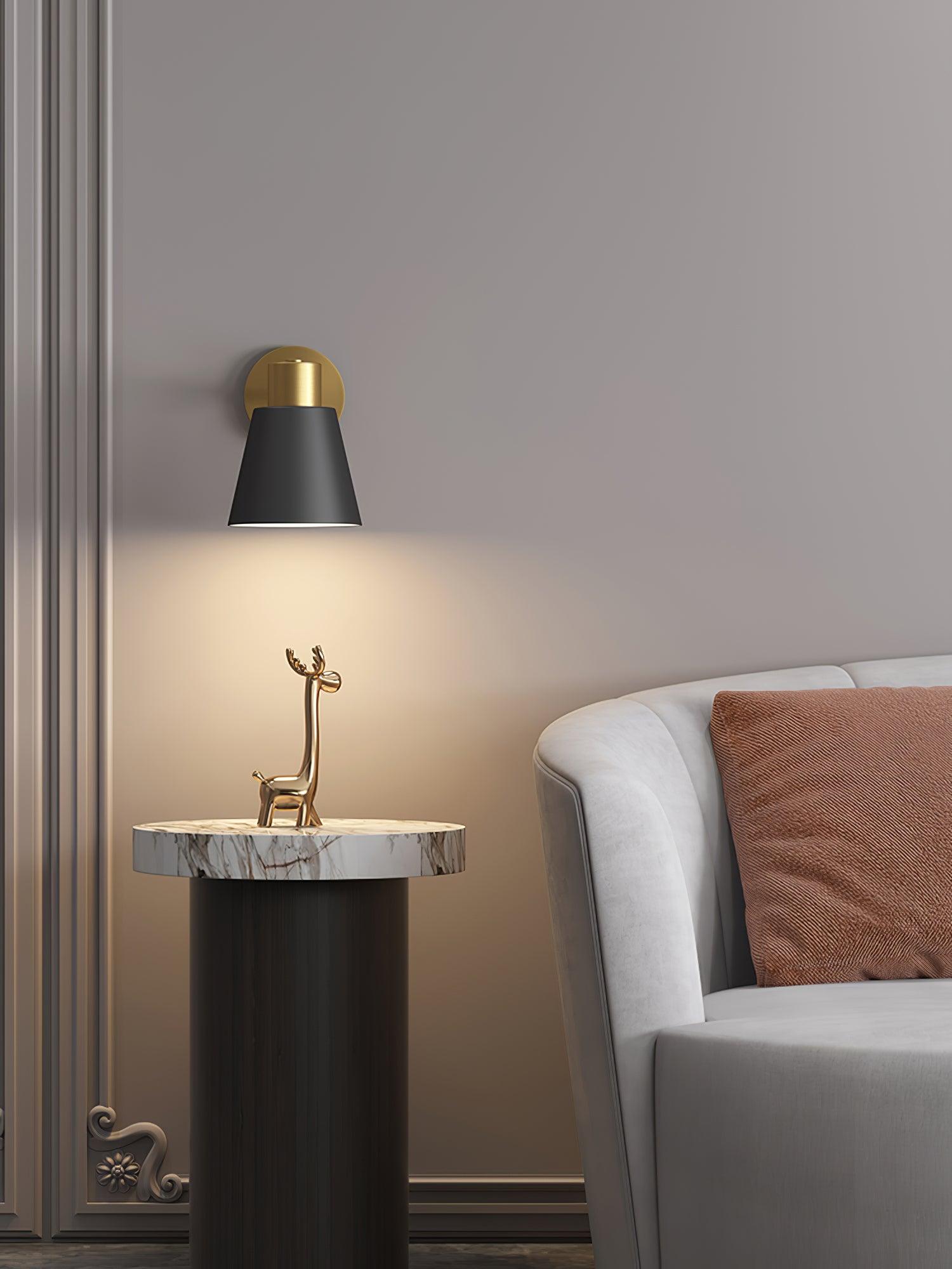 Modern Adjustable Wall Sconce Lighting with Cone-Shaped Design | Stylish Black and Gold Indoor Wall Lamp for Versatile Home Decor 7