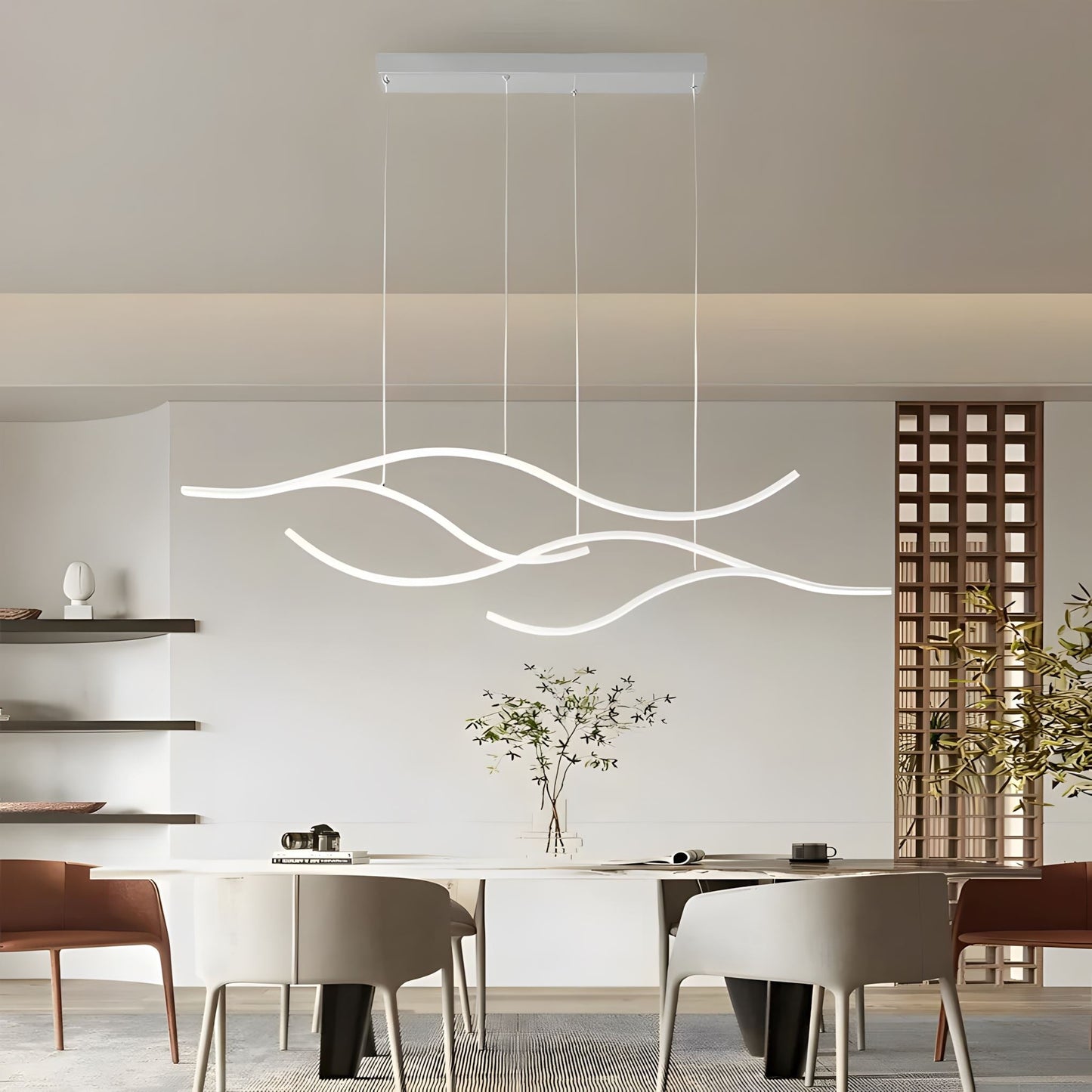 Modern Waves | LED Chandelier Light with Adjustable Height & Dimmable Features | Elegant Lighting for Dining Room Ambiance 5