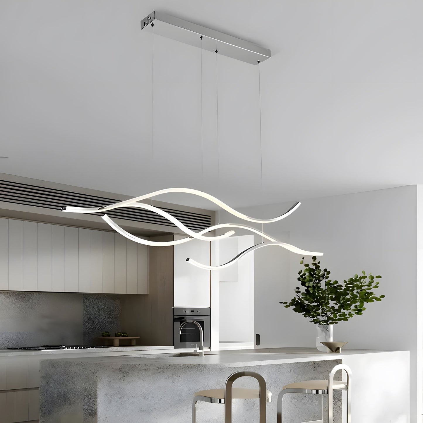 Modern Waves | LED Chandelier Light with Adjustable Height & Dimmable Features | Elegant Lighting for Dining Room Ambiance 6
