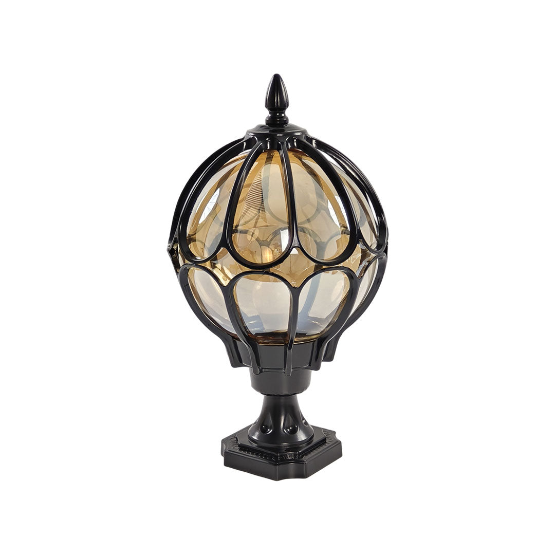 Outdoor Globe Pillar Lights | Elegant Outdoor Lighting with Retro Glass Shade | Perfect for Gardens and Pathways 7