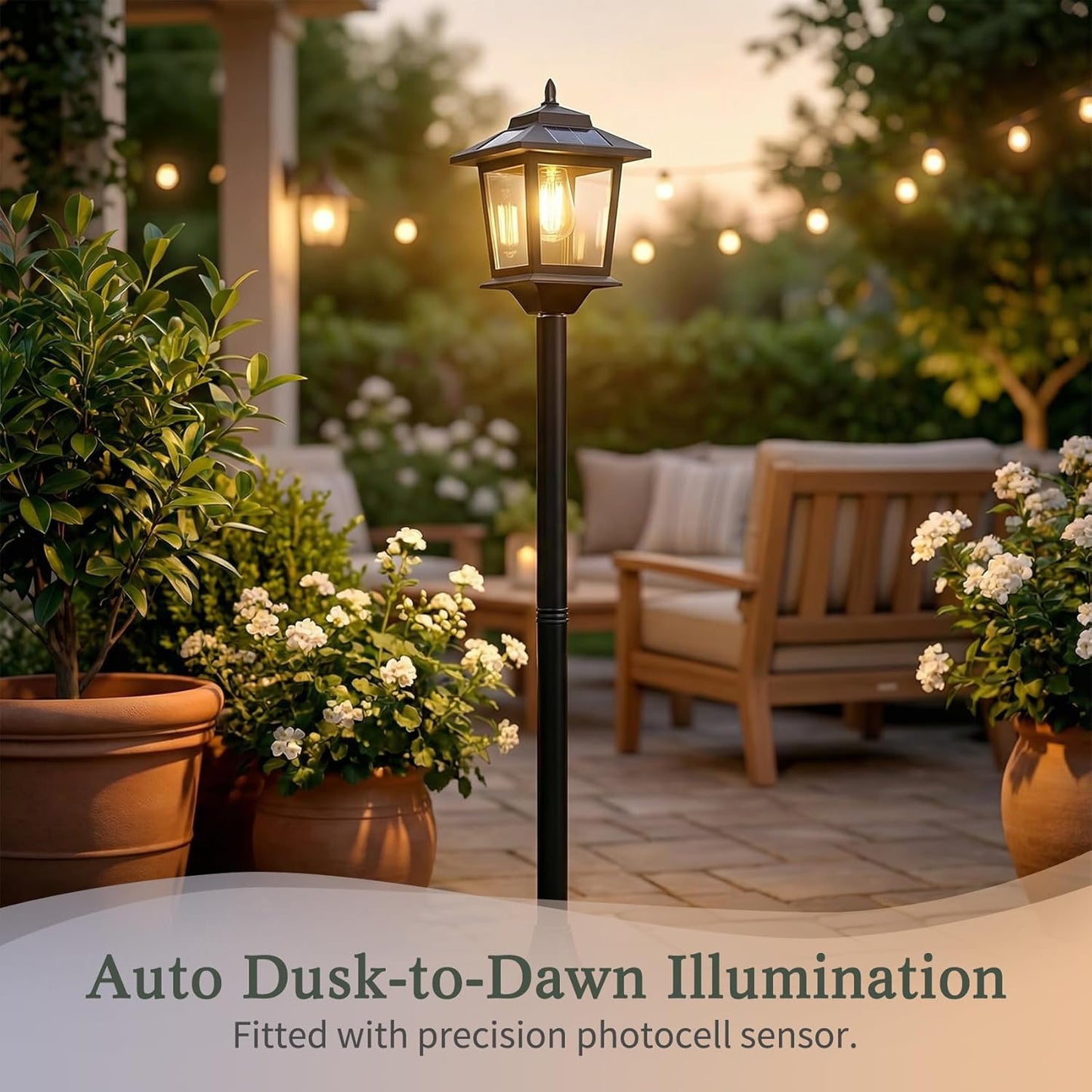 Outdoor Solar Lamp Post | Classic Lantern Design with Warm White Light | Weatherproof for Enhanced Curb Appeal 2