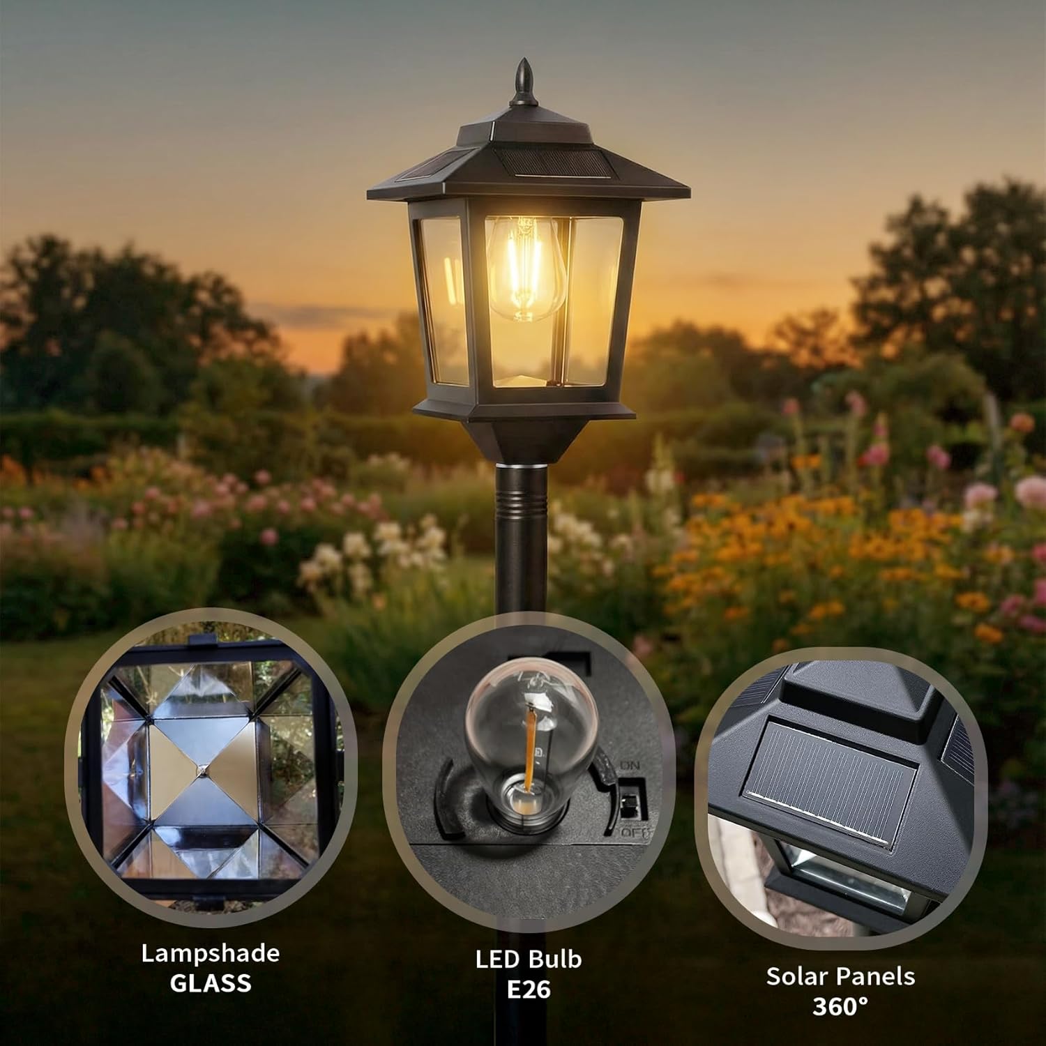 Outdoor Solar Lamp Post | Classic Lantern Design with Warm White Light | Weatherproof for Enhanced Curb Appeal 4