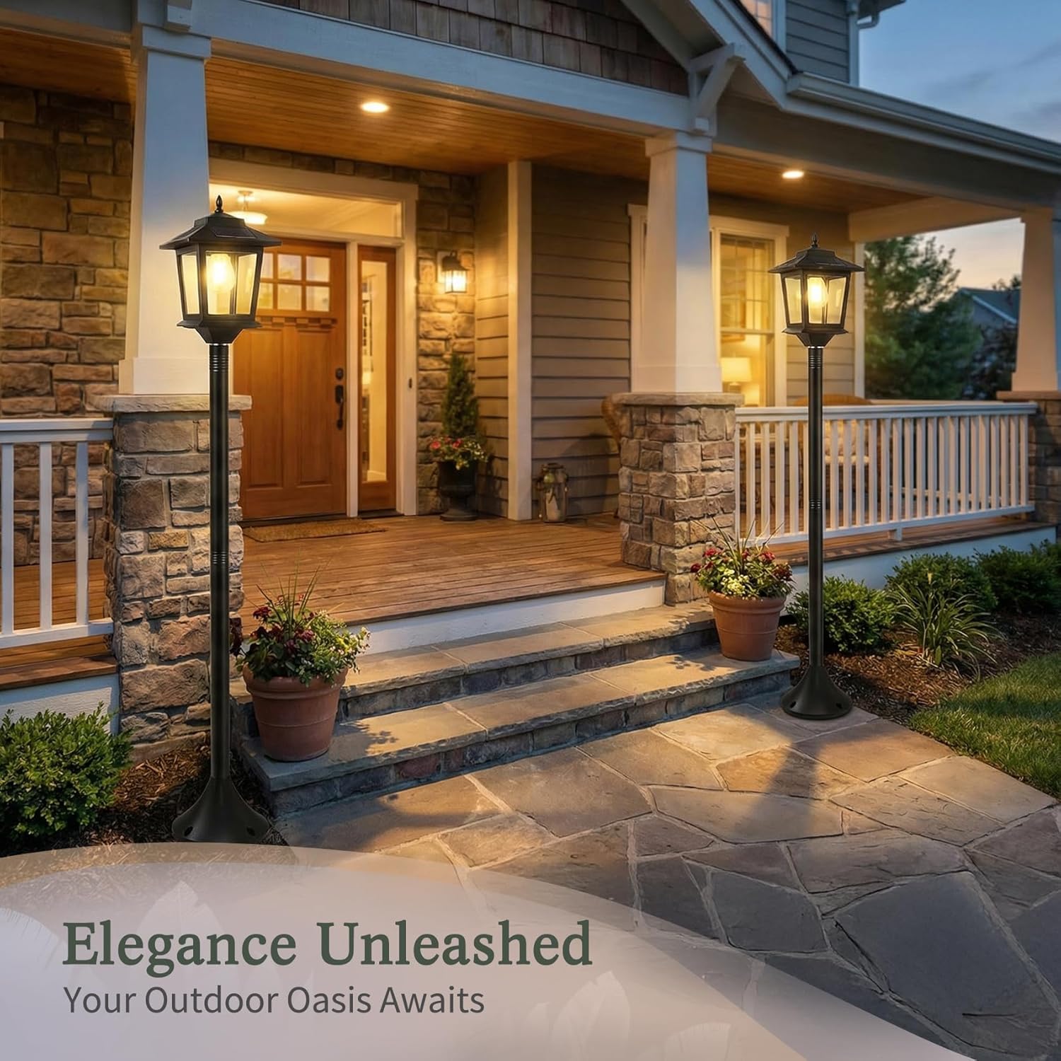 Outdoor Solar Lamp Post | Classic Lantern Design with Warm White Light | Weatherproof for Enhanced Curb Appeal 5