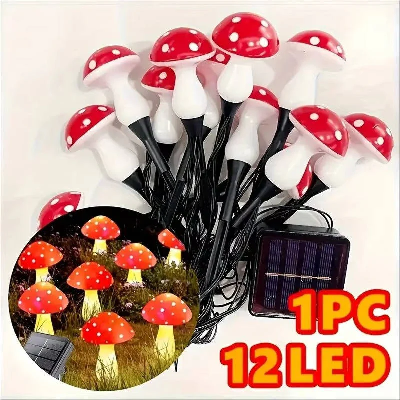 Outdoor Solar Lights | 12-Pack Decorative Mushroom Lights with 8 Modes | Weatherproof Garden Lighting for Enchanting Atmosphere 3