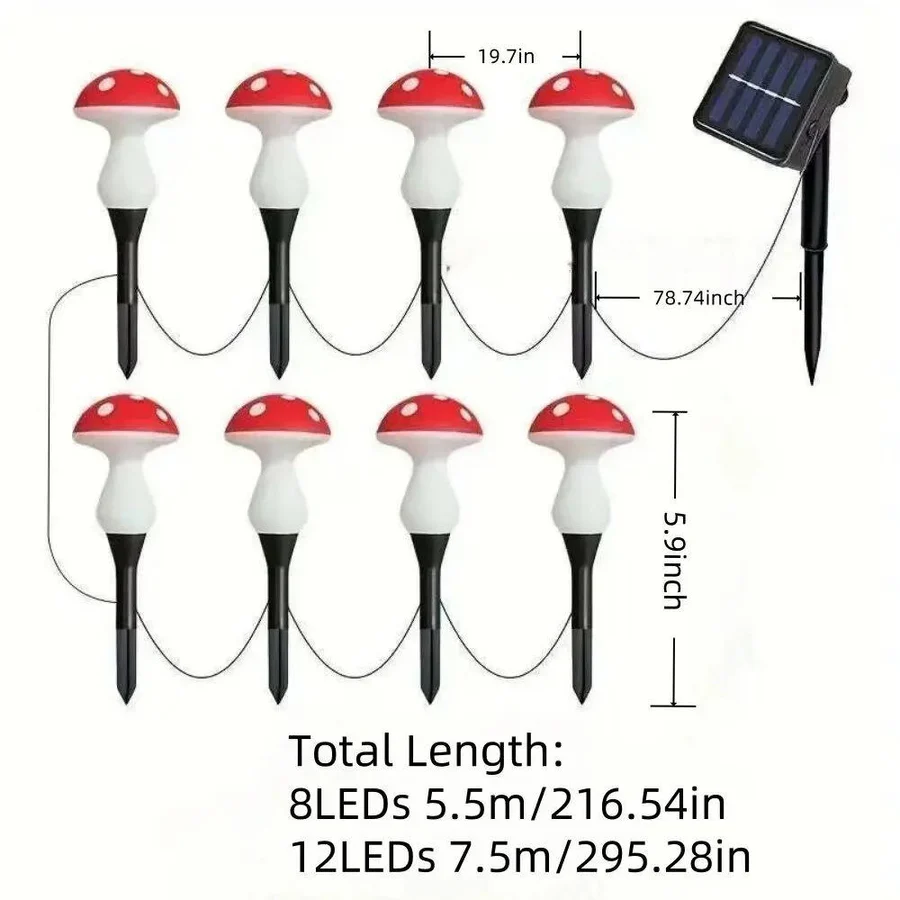 Outdoor Solar Lights | 12-Pack Decorative Mushroom Lights with 8 Modes | Weatherproof Garden Lighting for Enchanting Atmosphere 6