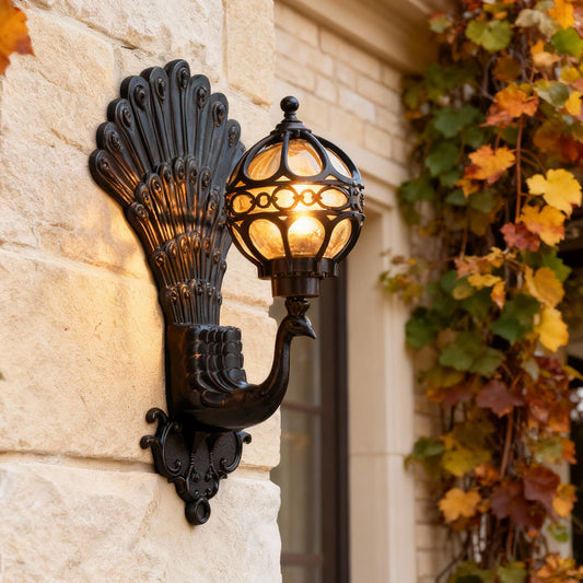 Peacock Wall Sconce | Vintage Outdoor Wall Light with Waterproof Design | Elegant Illumination for Outdoor Aesthetics 1