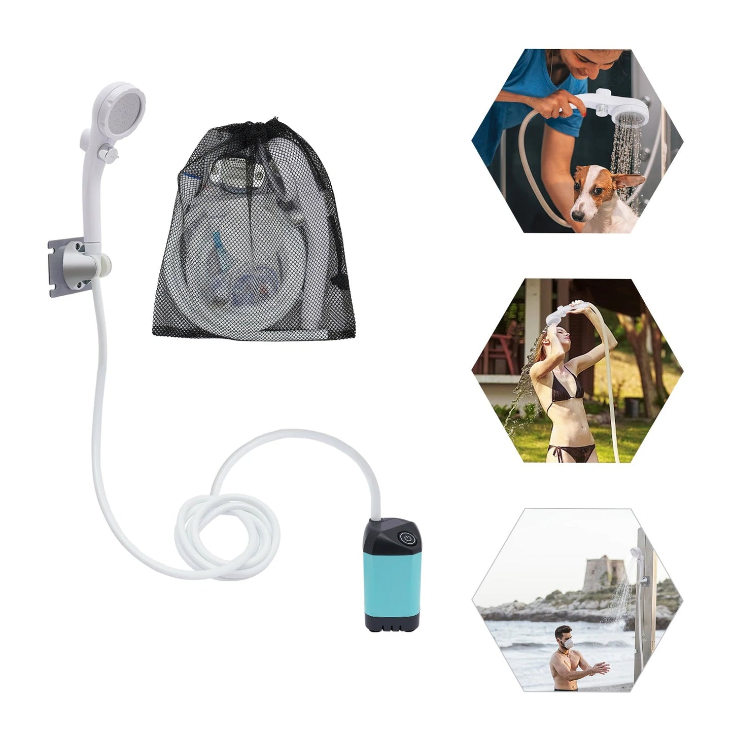 Portable Shower for Camping | Electric Outdoor Shower with Rechargeable Battery | Lightweight & Compact for Convenient Hygiene 0