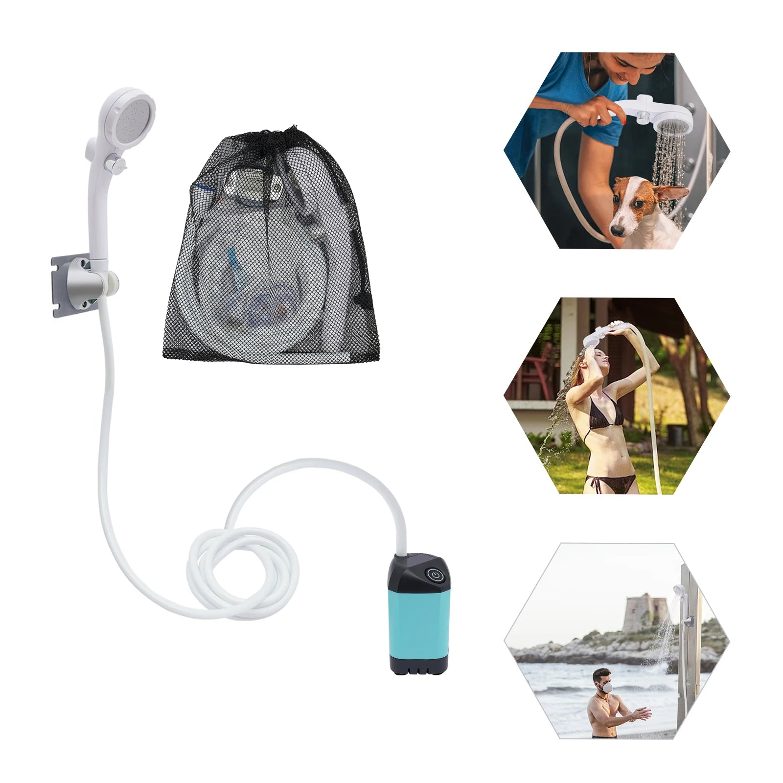 Portable Shower for Camping | Electric Outdoor Shower with Rechargeable Battery | Lightweight & Compact for Convenient Hygiene 0