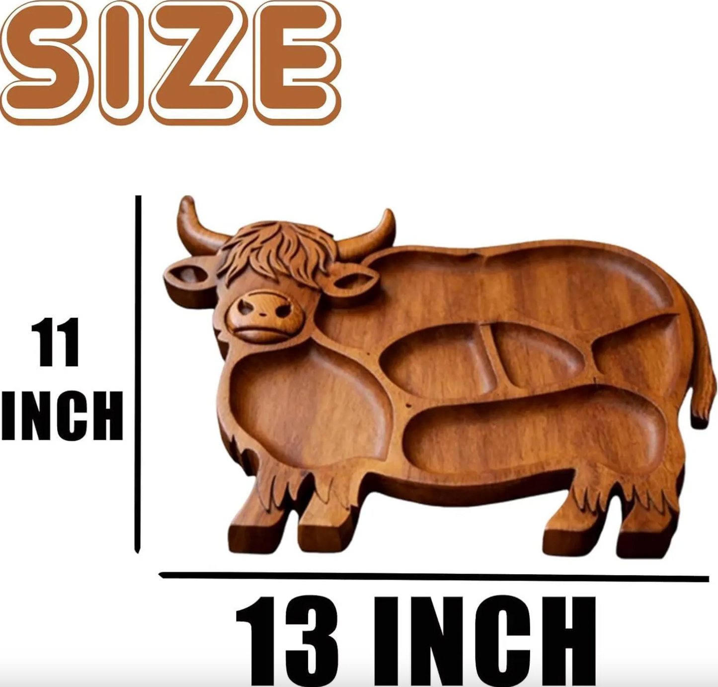 Rustic Cow | Large Charcuterie Board with Multiple Compartments | Handcrafted Wooden Meat and Cheese Tray for Memorable Gatherings 5